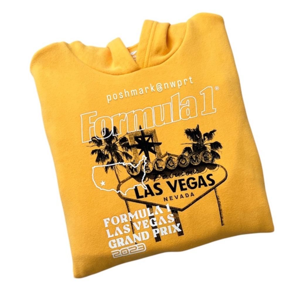NWT ✨ PACSUN F1 Las Vegas Grand Prix 2023 Hoodie Sweatshirt Yellow Black S Small - Picture 2 of 10